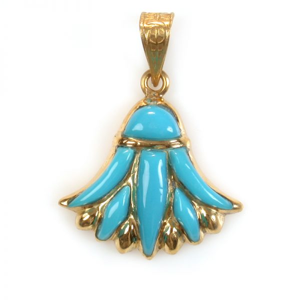 18K Gold Lotus with colored stone