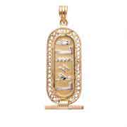 Filigree 18K gold with white gold letters Egyptian Cartouche Filigree 18K gold with white gold letters Egyptian Cartouche