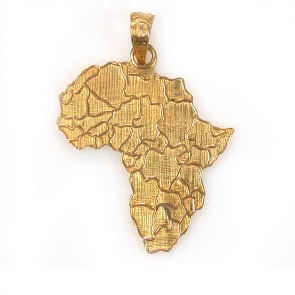 18K Gold Africa Map Pendant