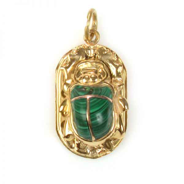 18K Gold Scarab with stone Pendant