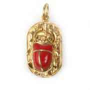 18K Gold Scarab with stone Pendant