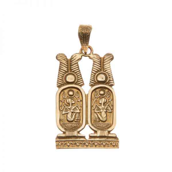 18K Gold Two Cartouche Pendant – Ancient Egyptian Jewelry