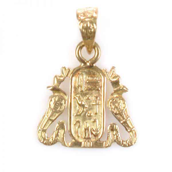 Ancient Egyptian Cartouche with two Cobra 18K Gold