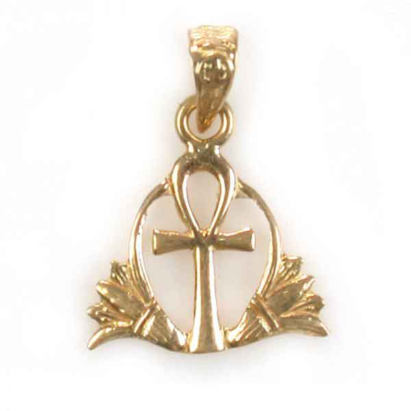 Egyptian Ankh with two Lotus flower 18K Gold