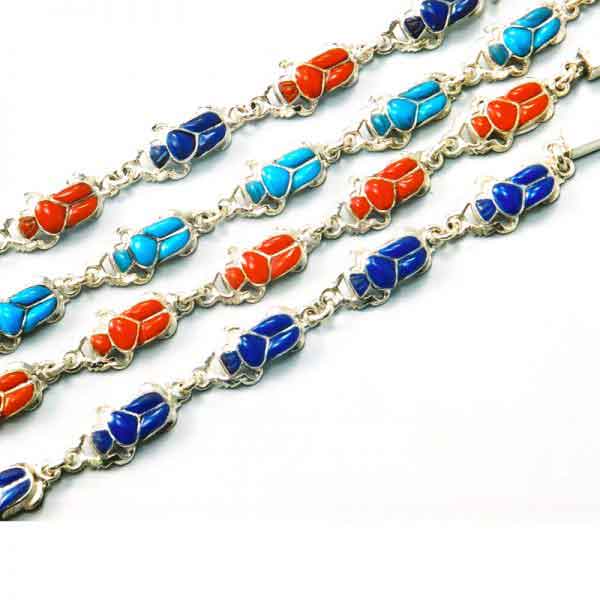 Egyptian Silver Jewelry Scarab with stones
