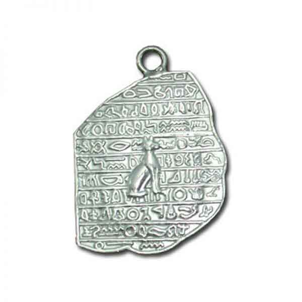 Rosetta Stone with Cat Silver Pendant