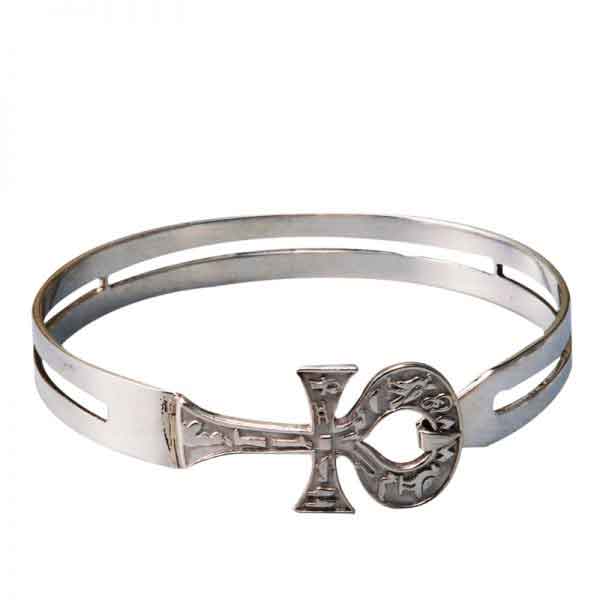 Silver Ankh with Hieroglyphic Bracelet