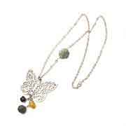 Butterfly silver necklace with semi-precious colored stones Butterfly silver necklace with semi-precious colored stones