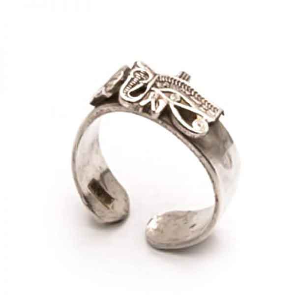 Eye of Horus sterling silver ring