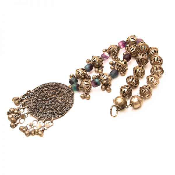Fluorite Bedouin necklace antique vintage jewelry