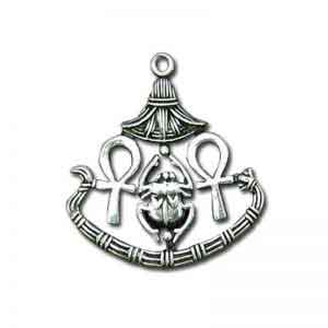 Scarab with two Keys of Life (Ankh) and Lotus Flower