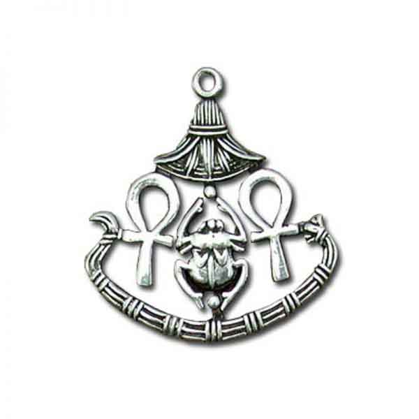 Scarab with two Keys of Life (Ankh) and Lotus Flower