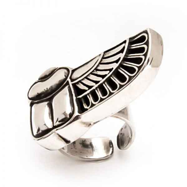 925 sterling silver winged Scarab ring