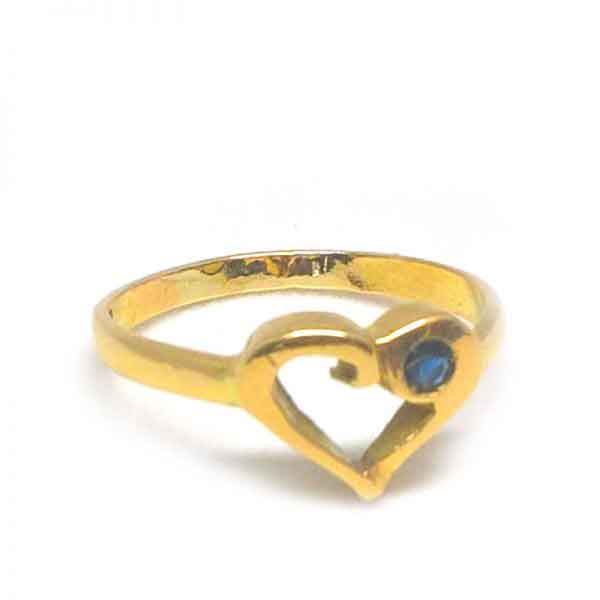 18K gold Heart ring with blue topaz stone