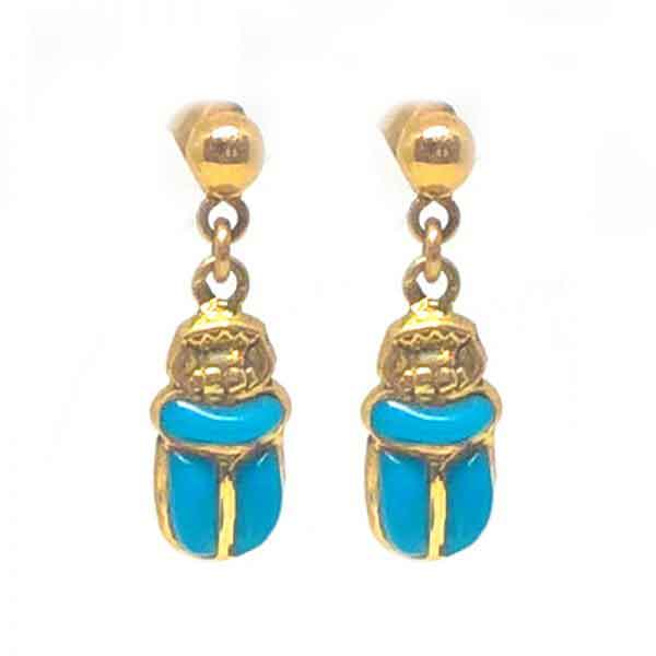 18K gold Scarab Earrings with stone