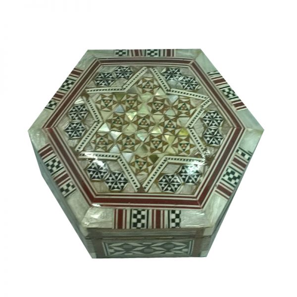 Medium Mother Of Pearl Hexagon Jewelry Box