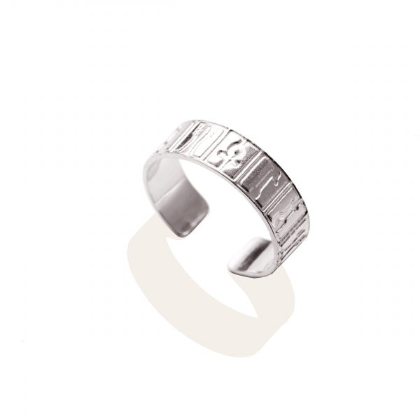 hieroghlyphs ring platinum Plated